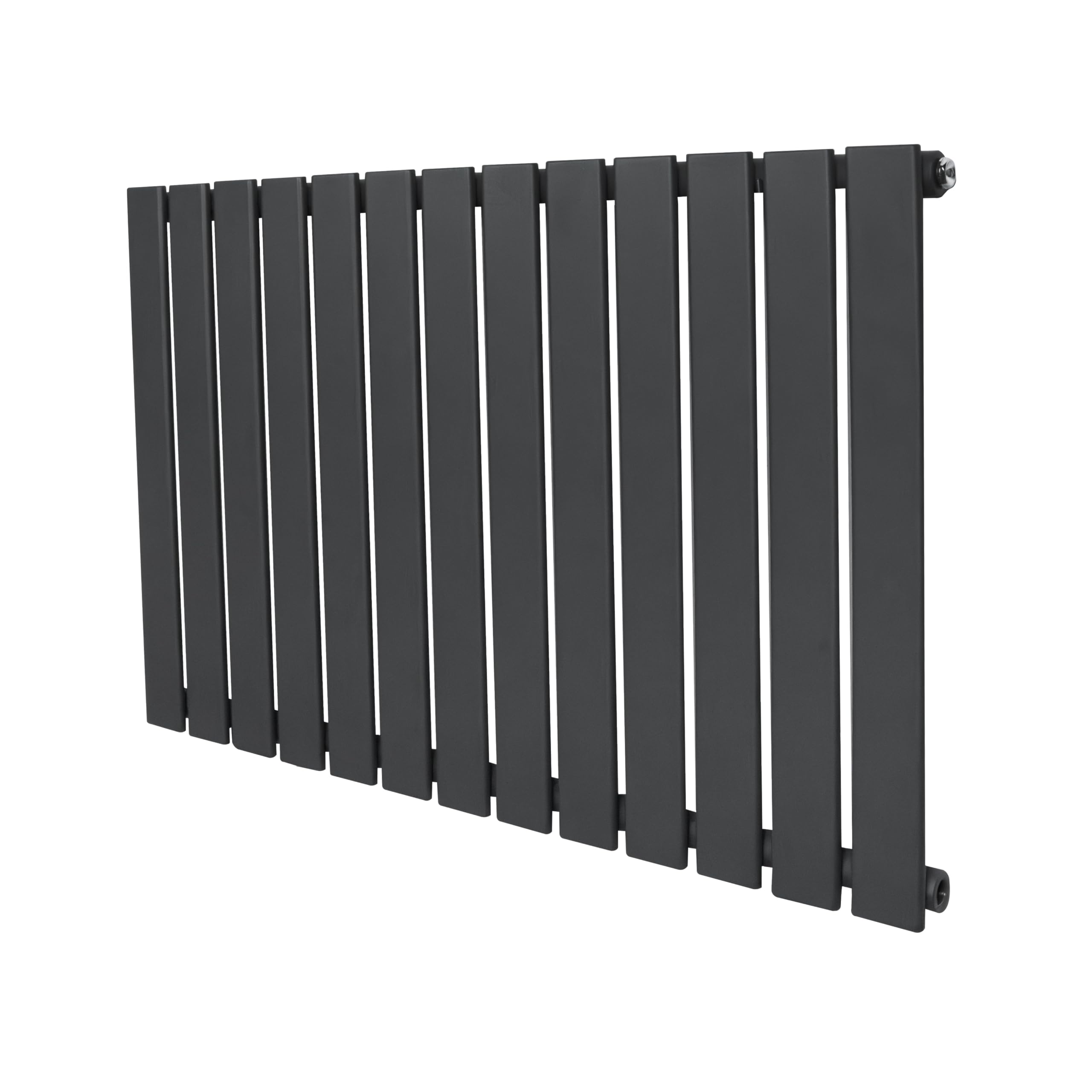 Monster Shop Anthracite Grey Flat Single Column Radiator 600Mm X 910Mm Modern Designer Single Panel Central Heating Heater Matt Carbon Steel Horizontal Kitchen Living Room Free Cleaning Brush Fixing Kit & Brackets