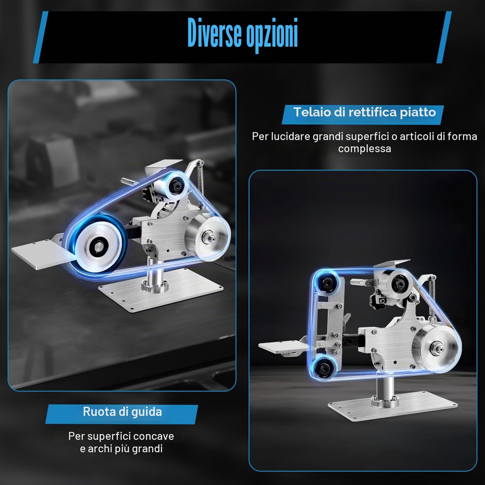 Levigatrice a nastro, lucidatrice e motore senza brushless 220 V, 762 x 25 mm