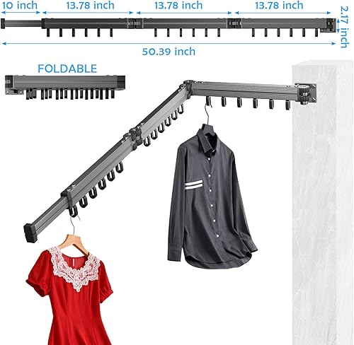 Miniatura 3 de KAXIWEI Tendedero plegable montado en la pared para ropa, ahorro de espacio para lavandería pequeña y uso doméstico