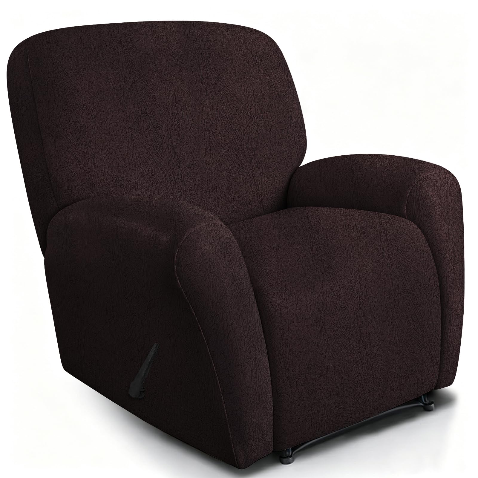 ANARACHON Leather Like Recliner Chair Covers Heavy Duty, 4 Pieces Recliner Cover for Recliner Chair, Leather Cover for Recliner slipcovers Washable for Pets (256Chocolate)