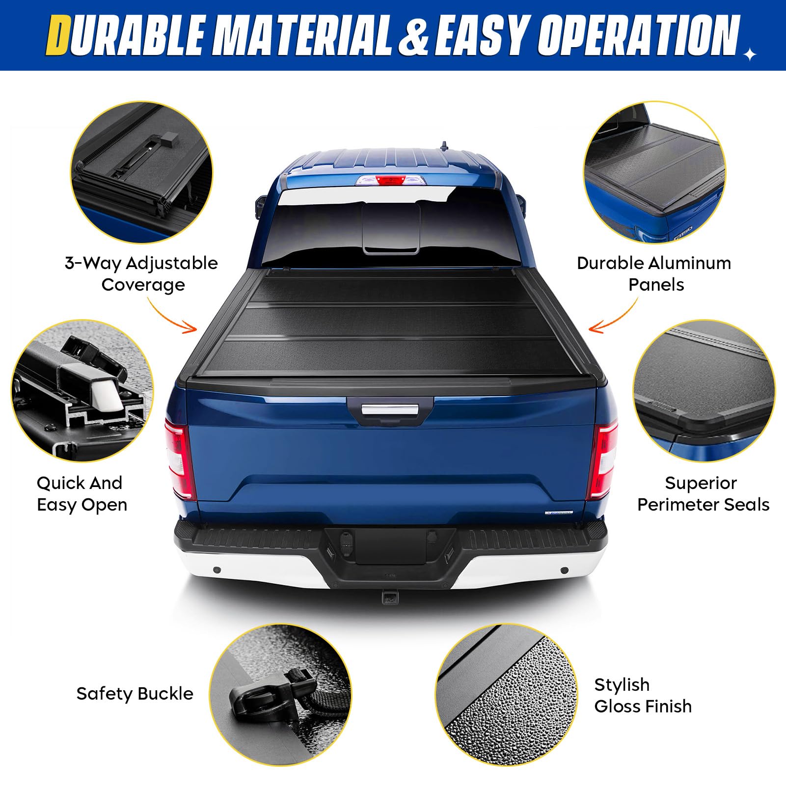 Cubierta Plegable Triple De Vinilo Para Techo De Camioneta Dodge Ram 1500 (2009-2024) - Modelo Corto De 5'8" - Incluye Hardware