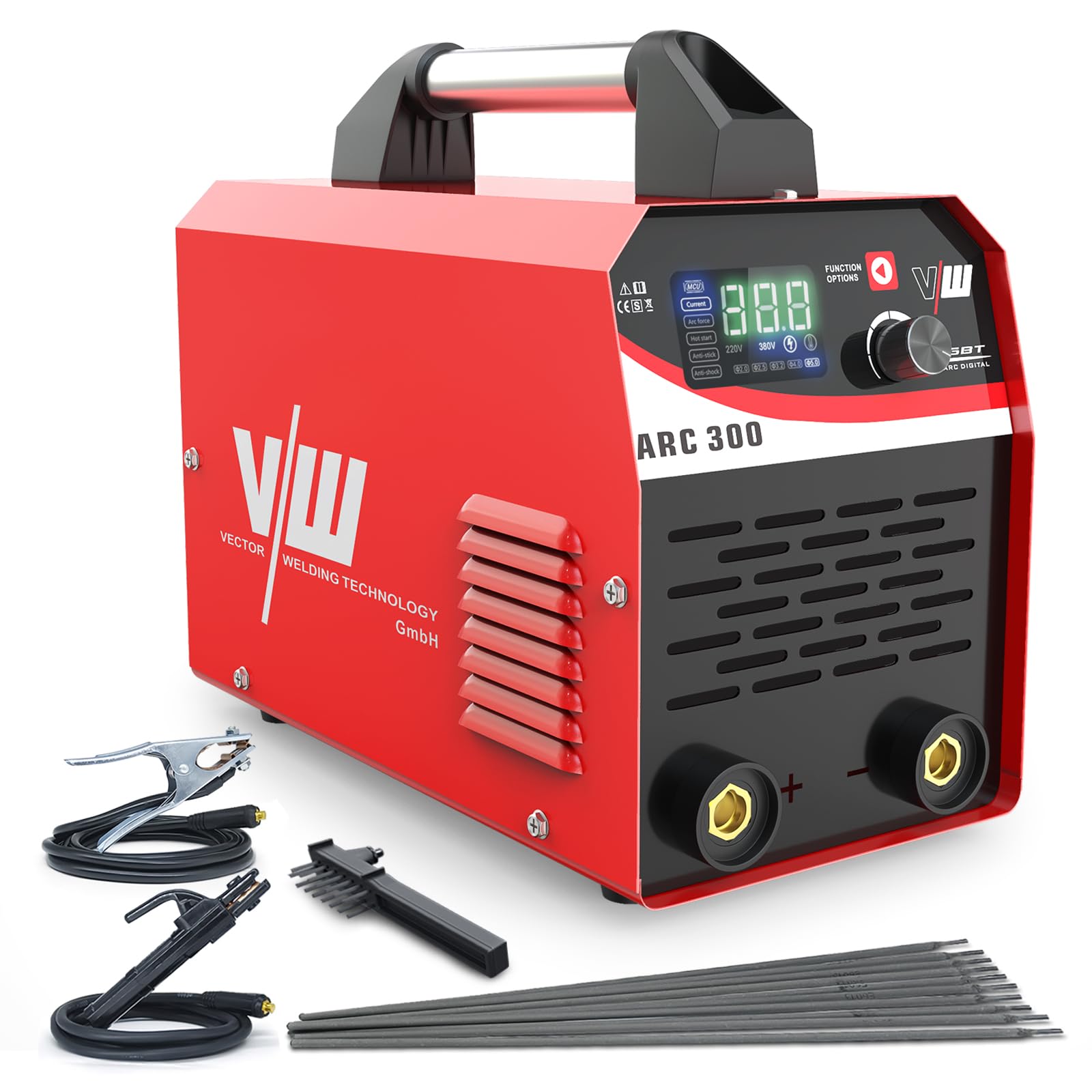 VECTOR WELDING 300A Electrode Welding Machine, MMA/ARC Inverter Welder with Hot Start, Non-stick and Overheat Protection for Professionals
