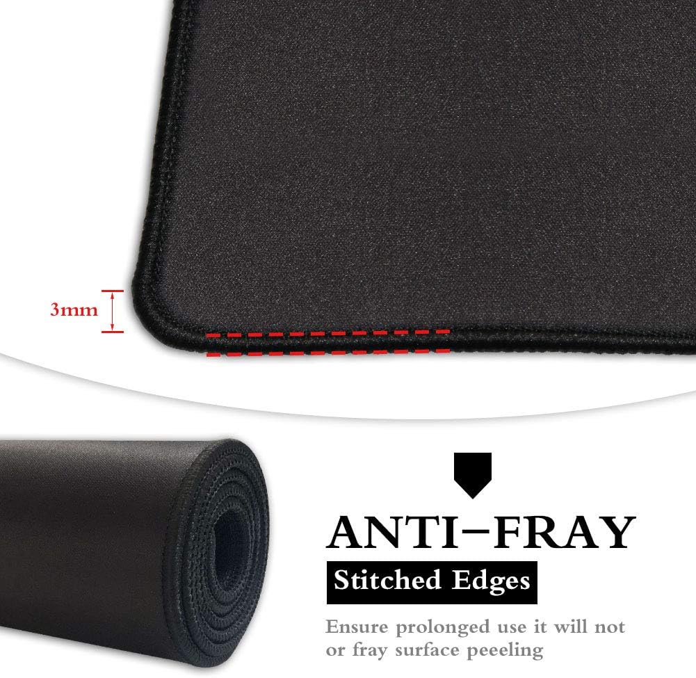 NJHX Computer Mouse Pad for Gaming and Office with Stitched Edges Comfortable Mousepads Waterproof Mouse Pad with Non-Slip Rubber Base，Black