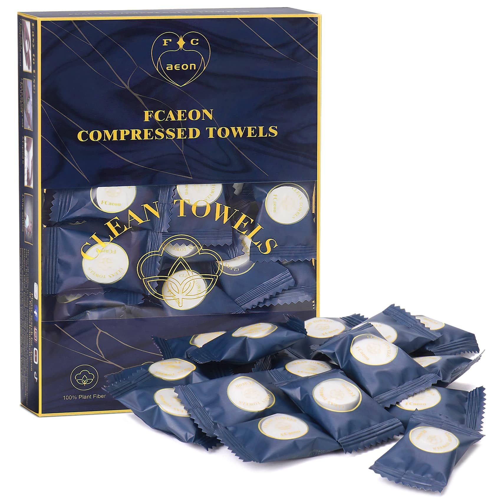 Comprimés Serviettes Déshydratées FCAEON 200 Pièces - 23x19 Cm Une Fois Mouillées, Jetables, Voyage - 10
