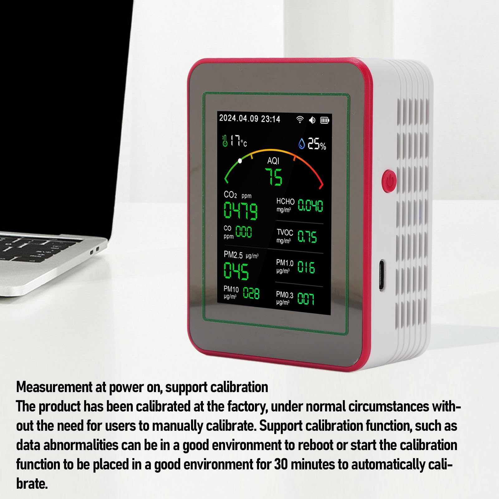 CO2 Monitor Luftqualitätsmonitor, 15-in-1 WLAN Innenraum CO2 messgerät Luftqualität Monitor für CO2, TVOC, HCHO, PM0.3-PM10,Tragbarer Luftdetektor, Temperatur & Luftfeuchtigkeit mit Echtzeitanzeige