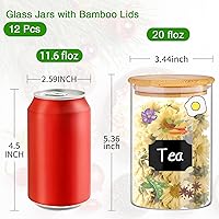 Vista 2 de Tarros de vidrio con tapas de bambú de 20 onzas, 12 recipientes apilables de almacenamiento de vidrio de cocina con tapas herméticas de bambú