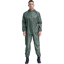 Alvivi Mens One Piece Work Uniform Jumpsuit Long Sleeve Hooded Coveralls Mechanics Work Clothes