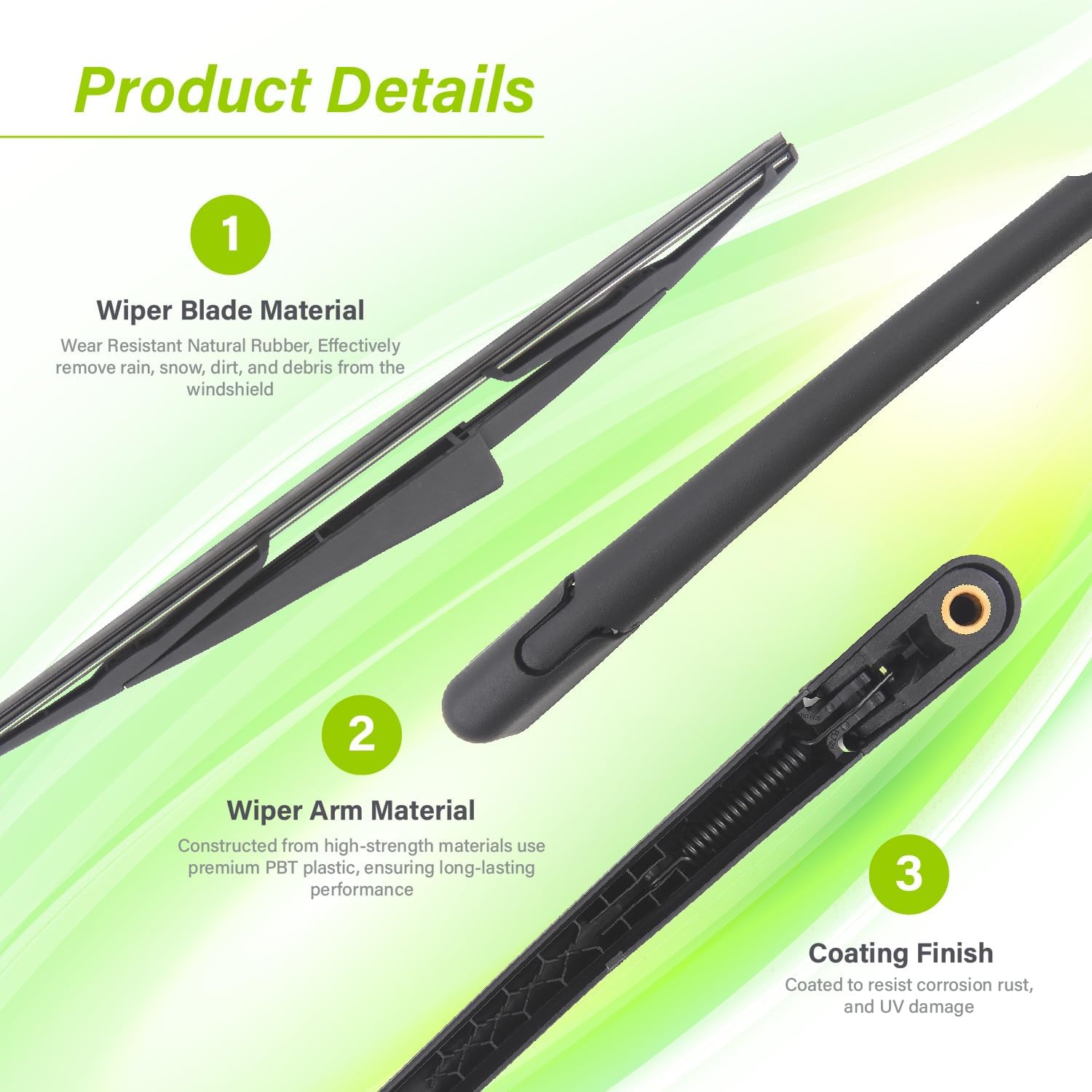 LKK Rear Windshield Wiper Arm Blade Kit Assembly Compatible with Ford Expedition 2009-2016, Lincoln Navigator 09-16 Rear Window Wiper Set
