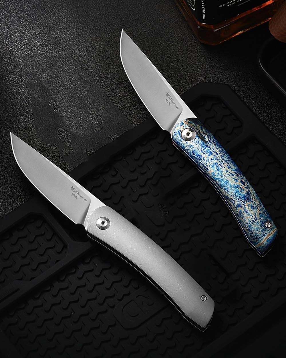 PioneerEDC MT394 Folding Pocket EDC Knife, 2.8 Inch M390 Drop Point Blade, TC4 Titanium Handle, Non-Locking Flipper, 6.77 Inch Overall (Grey Stonewashed Titanium)