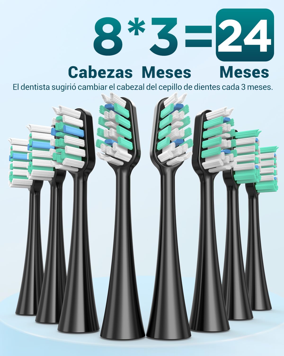 Cepillo de Dientes Eléctrico Sónico para Adultos - Cepillo Electrico Sónico con 8 Cabezales y Estuche de Viaje, 5 Modos, IPX7 Impermeable, Cepillo Dientes Electrico de Viaje Recargable, Negro — view 6