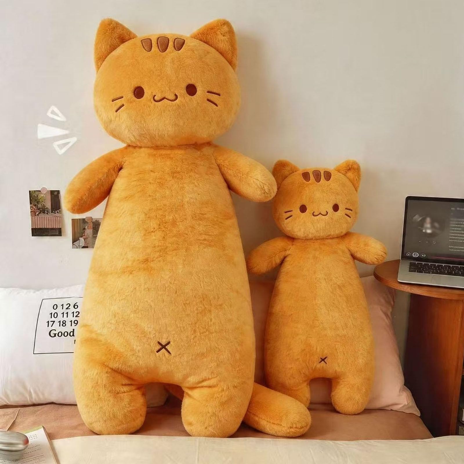 champracer Langes Katzen Plüschkissen, großes Kätzchen Körperkissen aus weichem Plüsch, zum Kuscheln und Entspannen, Geschenk für Kinder & Erwachsene zu Geburtstag und Weihnachten (90cm)