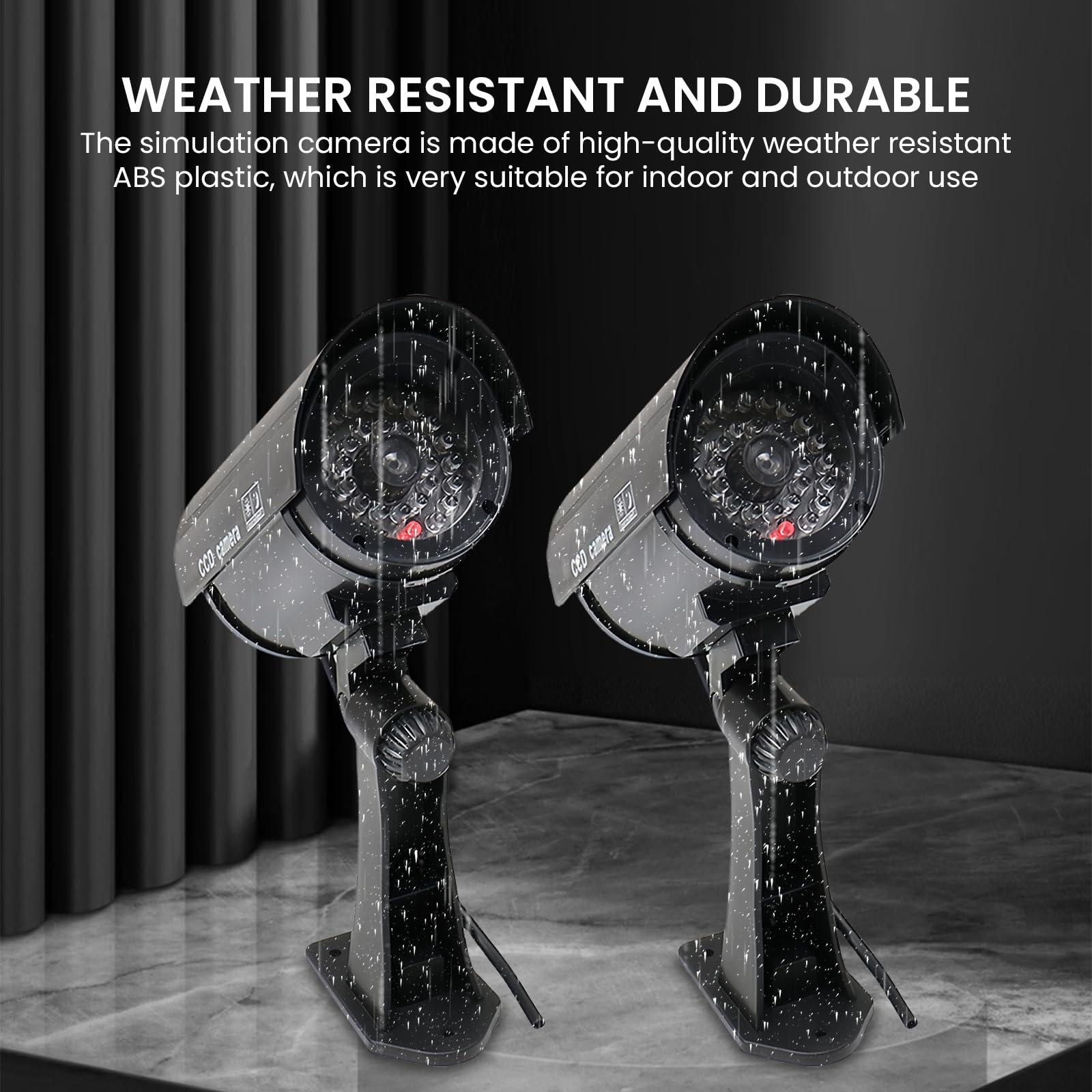 Lot De 2 Caméras De Surveillance Factice Avec LED Rouge Clignotante - Argent, Intérieur Et Extérieur