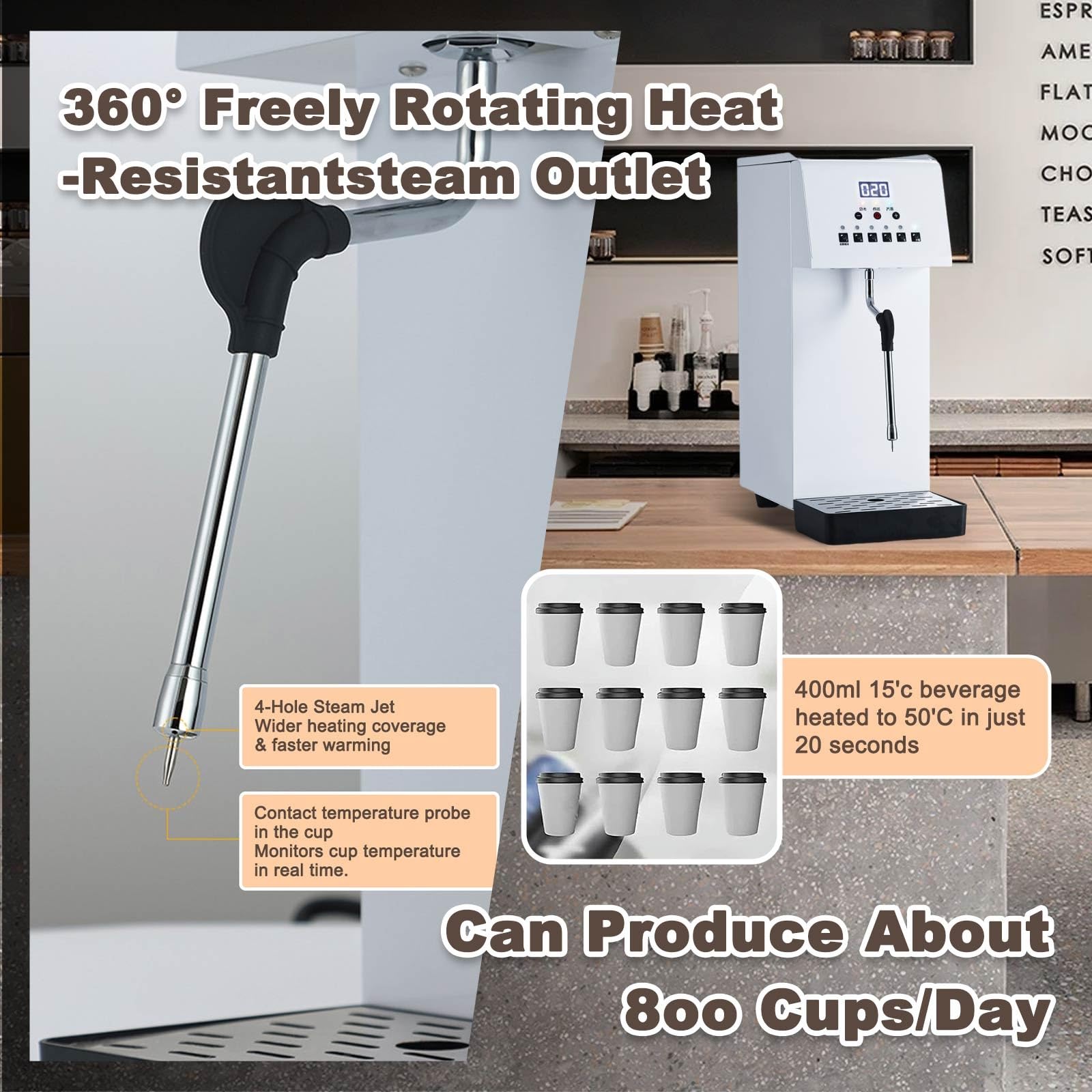 Spieniacz Do Mleka Z Podgrzewaczem 2500w 6l, Urzadzenie Do Spieniania Mleka Ze Stali Nierdzewnej Z Regulacja Temperatury I LED, Do Kawy Latte I Cappuccino