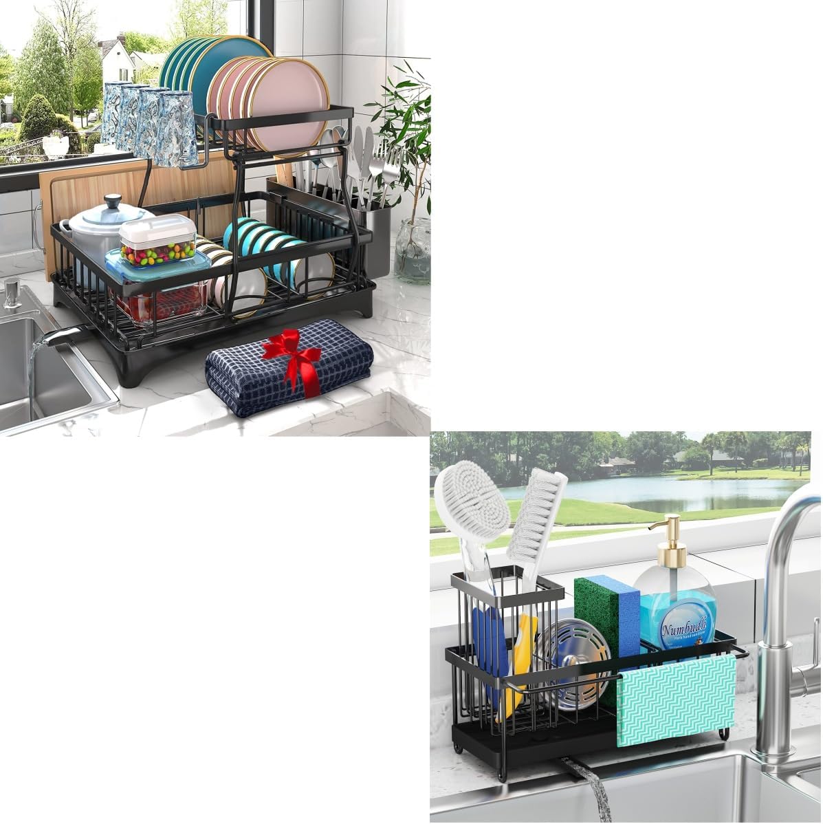 Amazon.com - Godboat Dish Drying Rack, Sponge Holder for Kitchen Sink ...