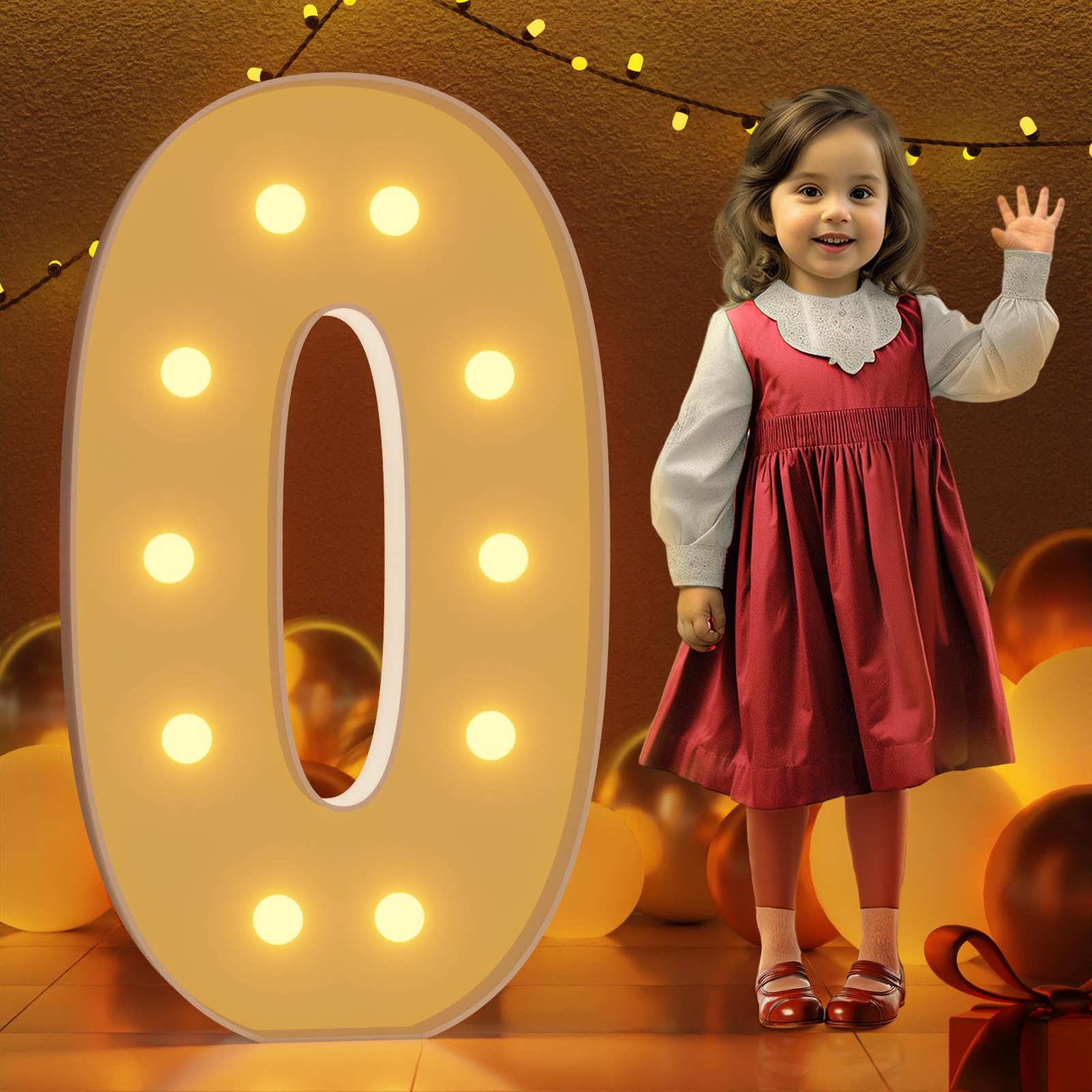 4FT Marquee Numbers, Light Up Numbers Letters, Mosaic Numbers for Balloons, Gaint Marquee Numbers, number 0 balloon for 30th 40th 50th 60th Birthday Decorations, Anniversary Party Decoration