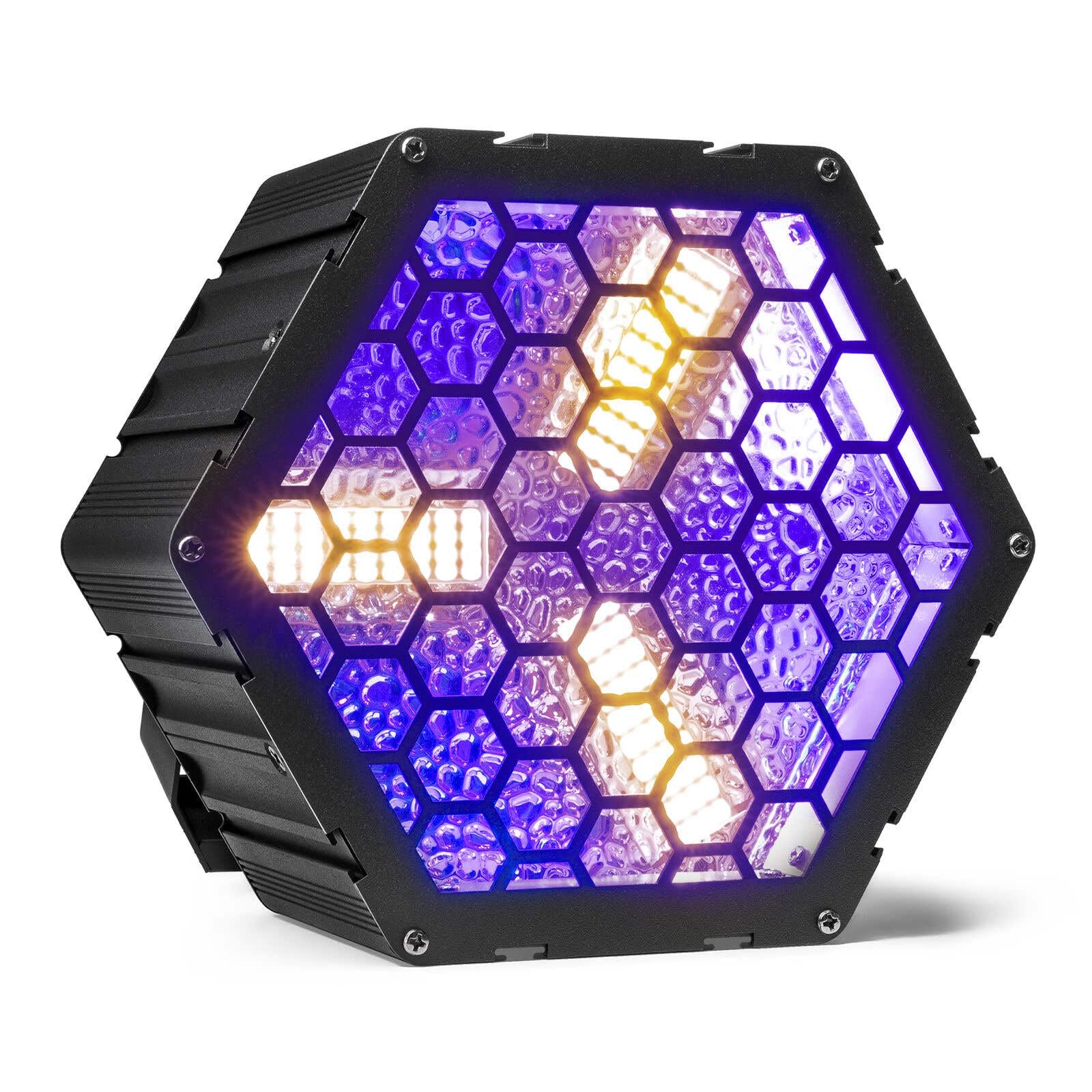 BeamZ RB90 6er Set Retro Stage Blinder 3 x 30 Watt LED Effektstrahler DMX Licht, 3-in-1 Bühnenlicht Deko DJ Lichtanlage Party, Lichtorgel Warmweiß, 72x RGB-SMD-LEDs, Stroboskop, Disco Beleuchtung