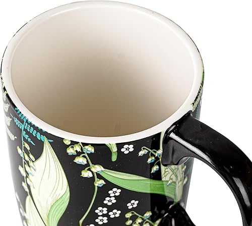 Miniatura 7 de Topadorn Taza de café de cerámica Taza de té de porcelana con mango de tapa y caja de regalo 17oz, hoja verde