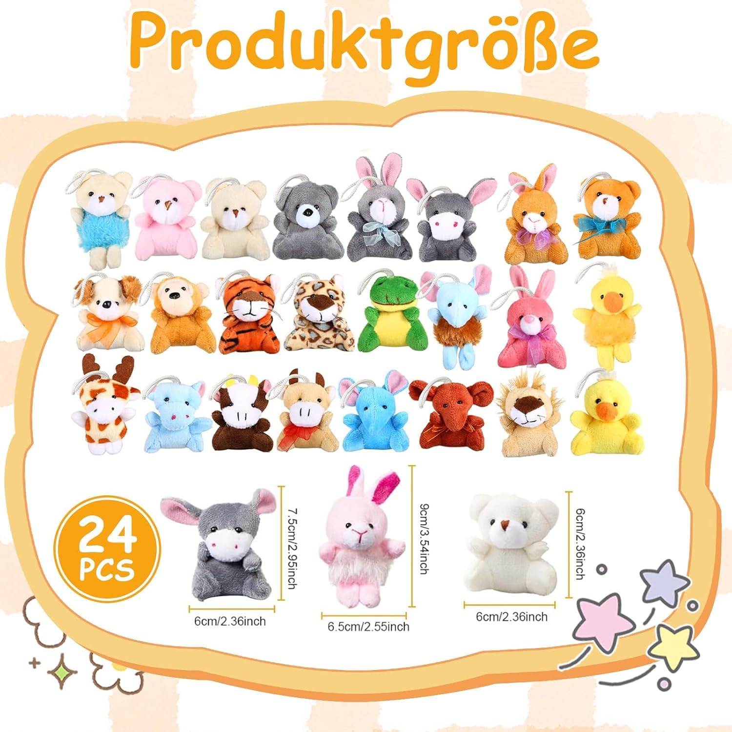 Foonary 24 szt. Pluszowe zabawki z dżungli, mini pluszaki, małe pluszaki, lalki na imprezy tematyczne, prezenty urodzinowe dla dzieci, pluszowe breloczki dla dzieci