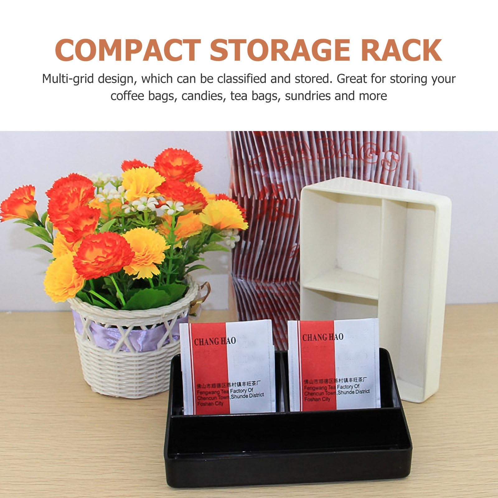 DOITOOL Coffee Bar Organiser : Tea Storage Box Coffee Station Accessories 3 Compartment Tea Box Countertop Holder Pod Storage Bin Condiment Organizer Sugar Caddy for Hotel Restaurant Kitchen Black - Image 2