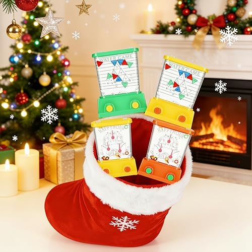 Vista 35 de Gejoy Juego de 4 piezas de juguetes de agua, rellenos de calcetines de Navidad de mano, juego de lanzamiento de anillo de agua, mini juegos retro