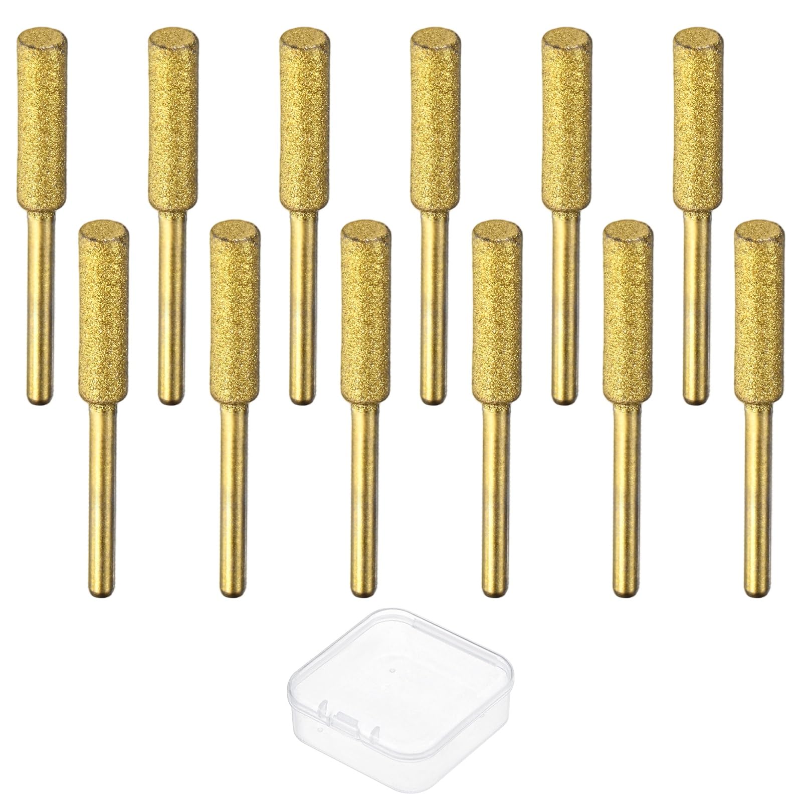 TIXIPEM Titanium Plated Diamond Chainsaw Sharpener with Plastic Box [12pcs]-Grinding Stone File Chainsaw Sharpening for Electric Chain Saw Sharpener&Stone Carvings-[Gold- 7/32 Inch]