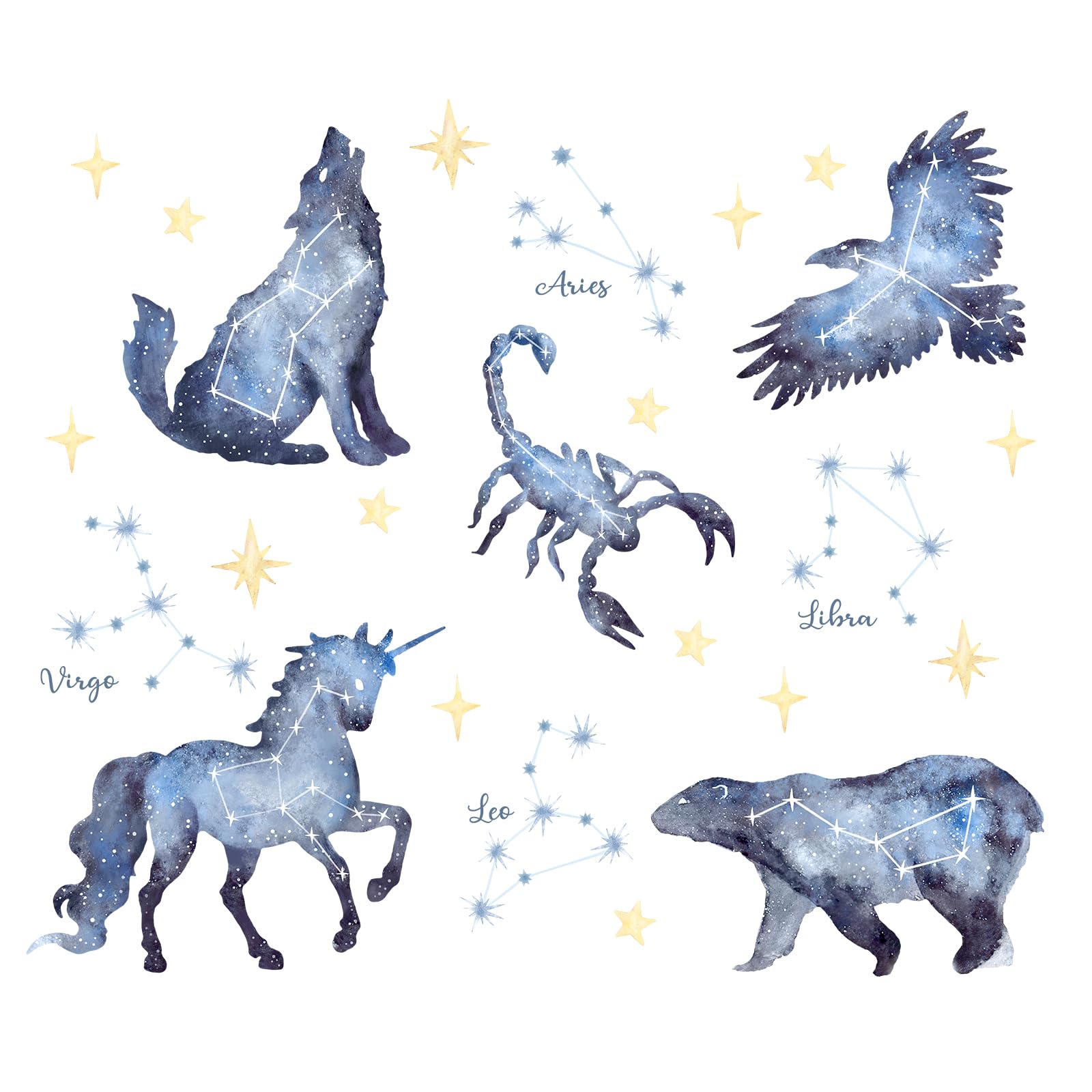 Stickers muraux constellation animaux licorne et décoration d'intérieur astronomie