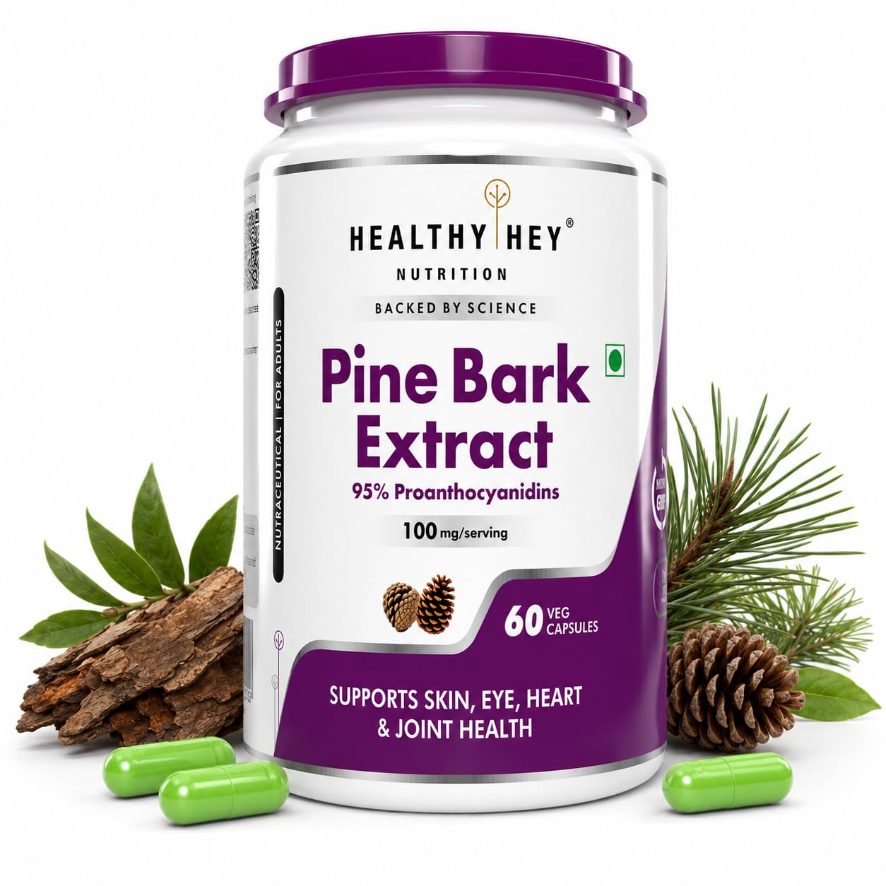 HealthyHey Nutrition Pine Bark Extract - 100 mg per serving - 60 Vegetable Capsules-image-14