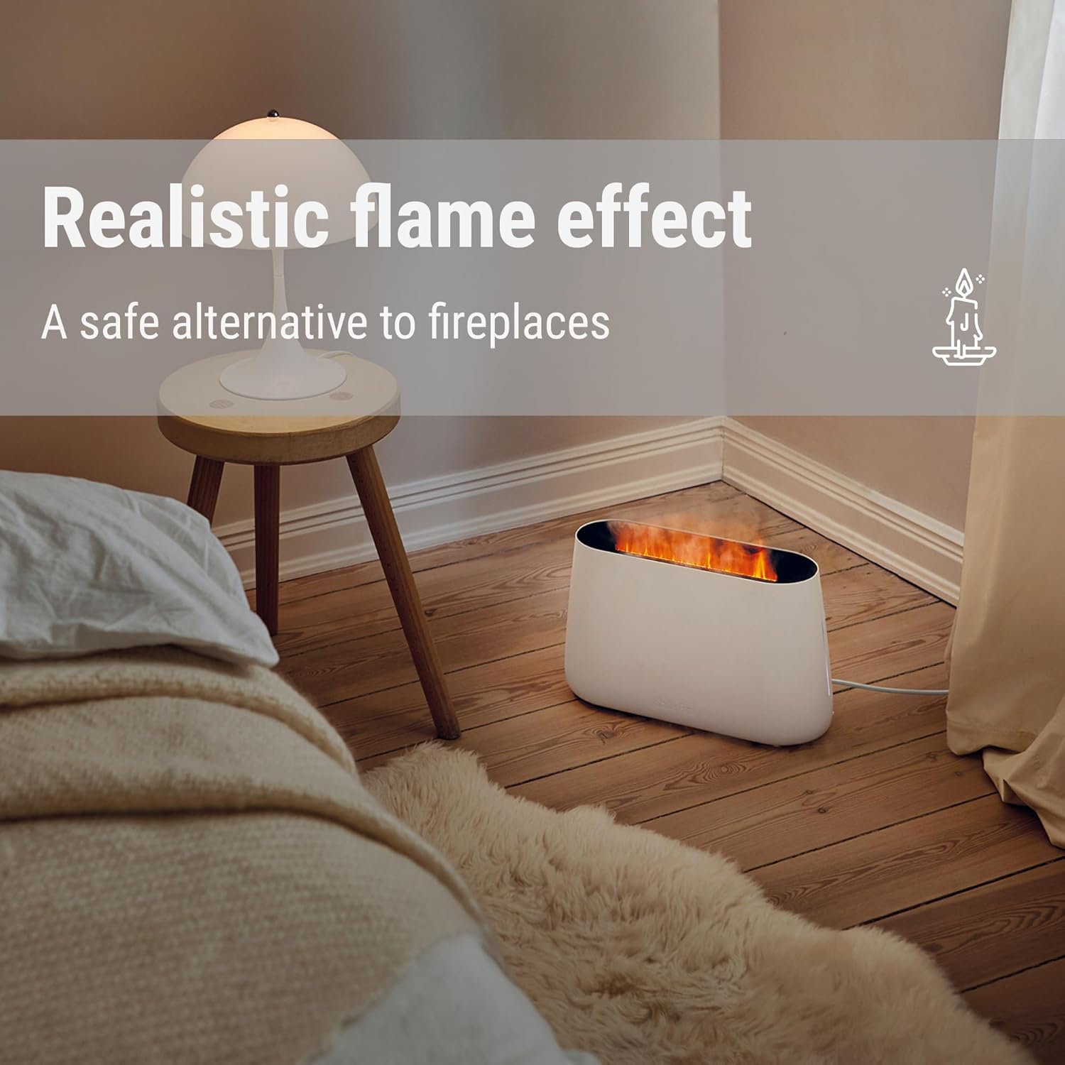 Stadler Form Ben humidifier and aroma diffuser, ultrasonic nebuliser for rooms of up to 270 sq. ft., incl. open fire effect, black