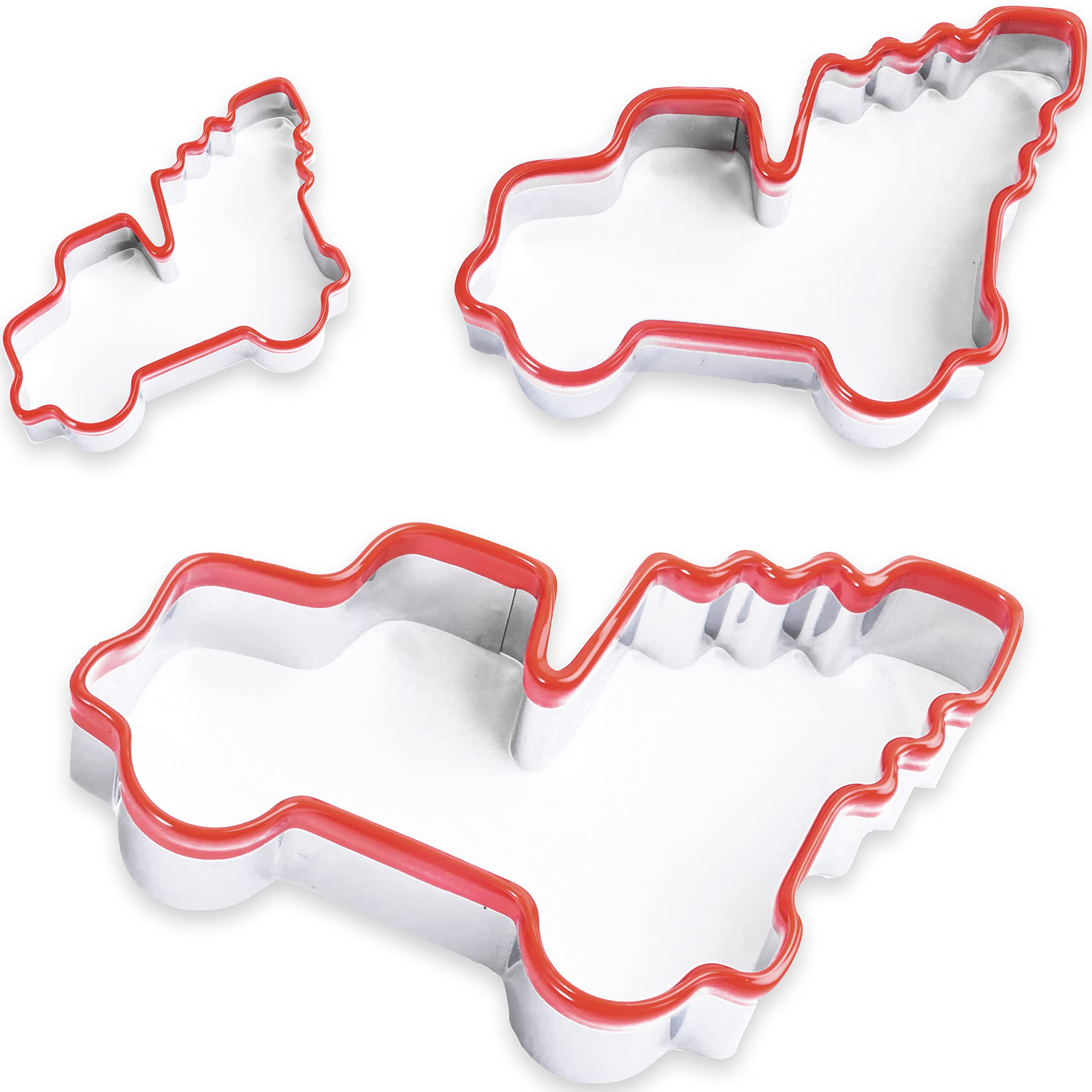 COOKIEQUE 3 Pieces Christmas Truck Cookie Cutters Set, Biscuit Cutters, Unique Design With Protective Red Top PVC