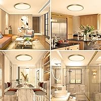 Vista 5 de 12 Inch Gold LED Ceiling Light, 3000K Warm White, 24W Gold Flush Mount Ceiling Light, 3200LM Round Low Profile Ceiling Lights for Bedroom, Living