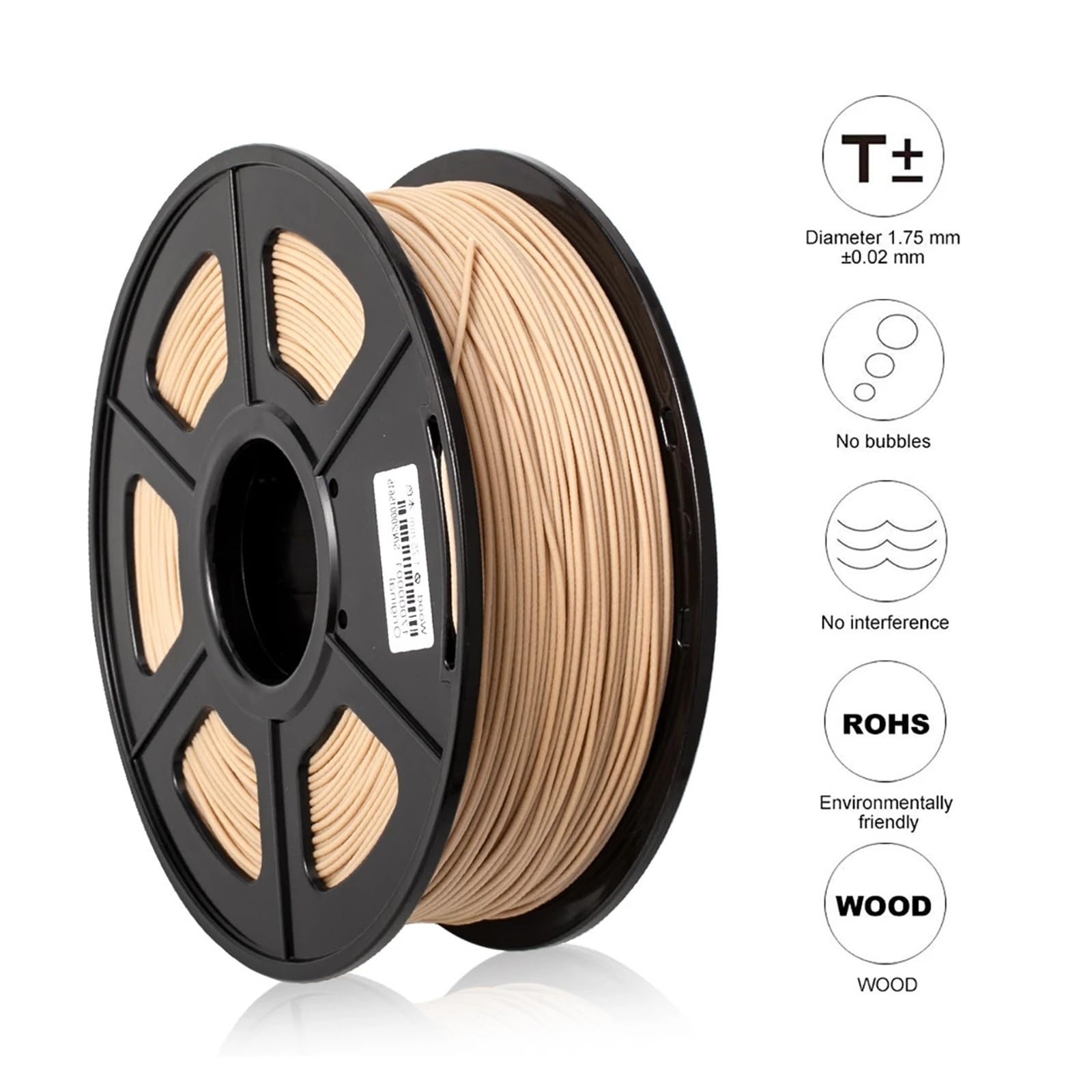 Filament do drukarki 3D 1,75 mm 1 kg filament do drukowania 3D, włókno drzewne, delikatny, bez pęcherzyków powietrza, niska kurczliwość