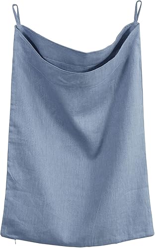 Miniatura 8 de Amazhiyu Pure Linen - Cesta colgante sobre la puerta con cremallera inferior para guardar ropa sucia, color amarillo