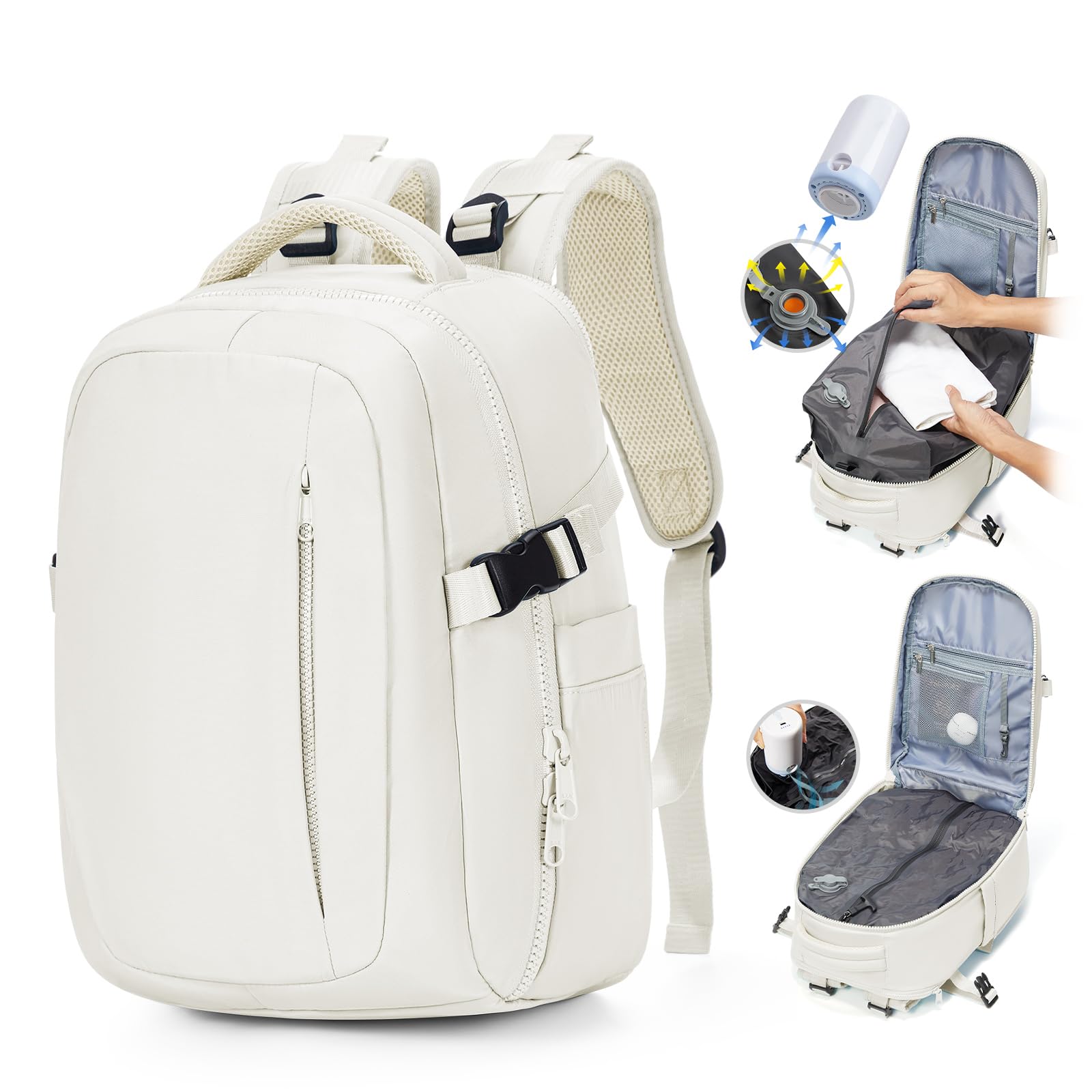 SZLX Zaino Ryanair 40x30x20 Sottovuoto con Pompa Zaino Ryanair 40x20x25 Donna Zaino da Viaggio Wizzair Bagaglio a Mano Uomo per Laptop da 14 Pollici Borse da Cabina 45x36x20 Easyjet con Porta Scarpe