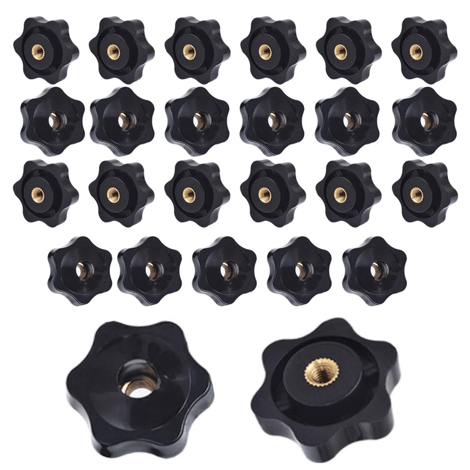 Manopole A Stella Filettate M8 - 12 Pezzi In Plastica Nera Per Macchinari E Attrezzi