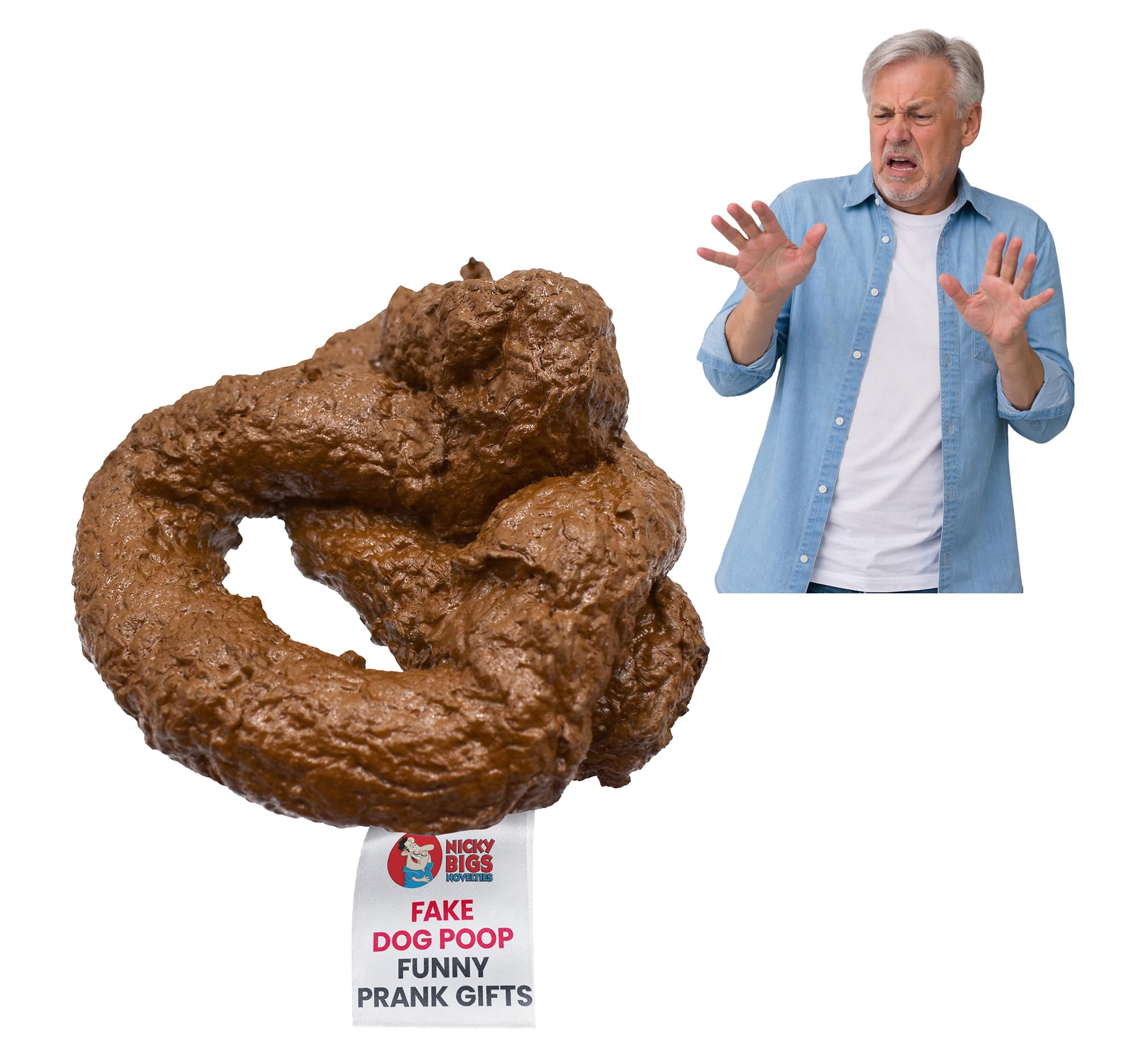 Nicky Bigs Novelties Deluxe Fake Dog Poop Crap Pile - Realistic Fake Poop - Funny Pranks for April Fools Day - Adult Gags April Fools Prank Jokes - Plastic Novelty Gift, Brown