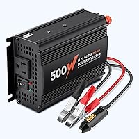 Vista 8 de POTEK - Inversor de corriente para automóvil de 500W, DC 12V a AC 110V, con 2 tomas de corriente AC y puerto USB de 2A
