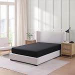 Casa Platino Fitted Sheet Double, Black - Pre-Washed, Deep Pocket 14 inch (35 cm) - Easy Care - Soft Brushed Microfibre Fabric - Shrinkage and Fade Resistant - Bottom Sheet