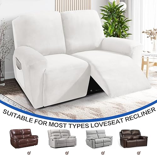 Vista 126 de MAXIJIN - Funda para sillón reclinable de terciopelo de 4 piezas, elástica, afelpada, gruesa y suave, con bolsillo lateral (camello)