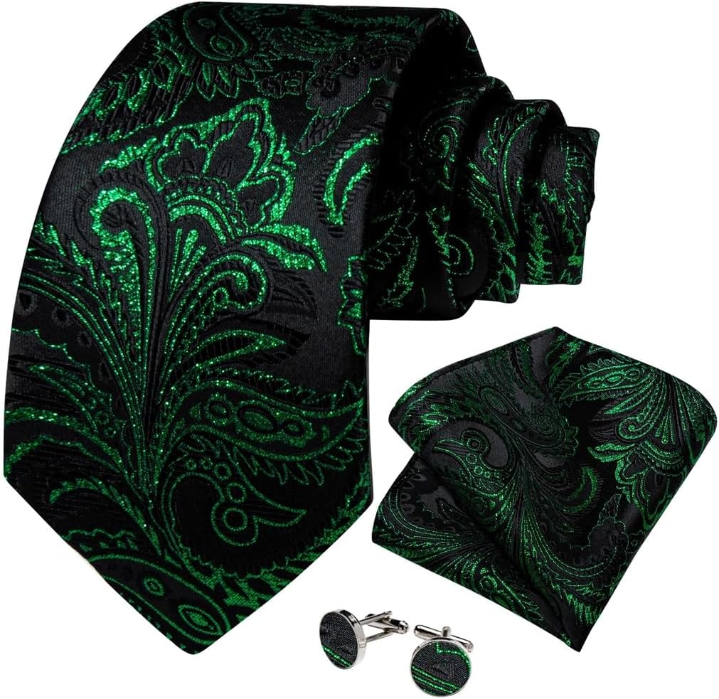 Men Neckties Silk Men's Tie Set Handkerchief Cufflinks Business Wedding Neck Ties Pocket Squares Accessories Gift