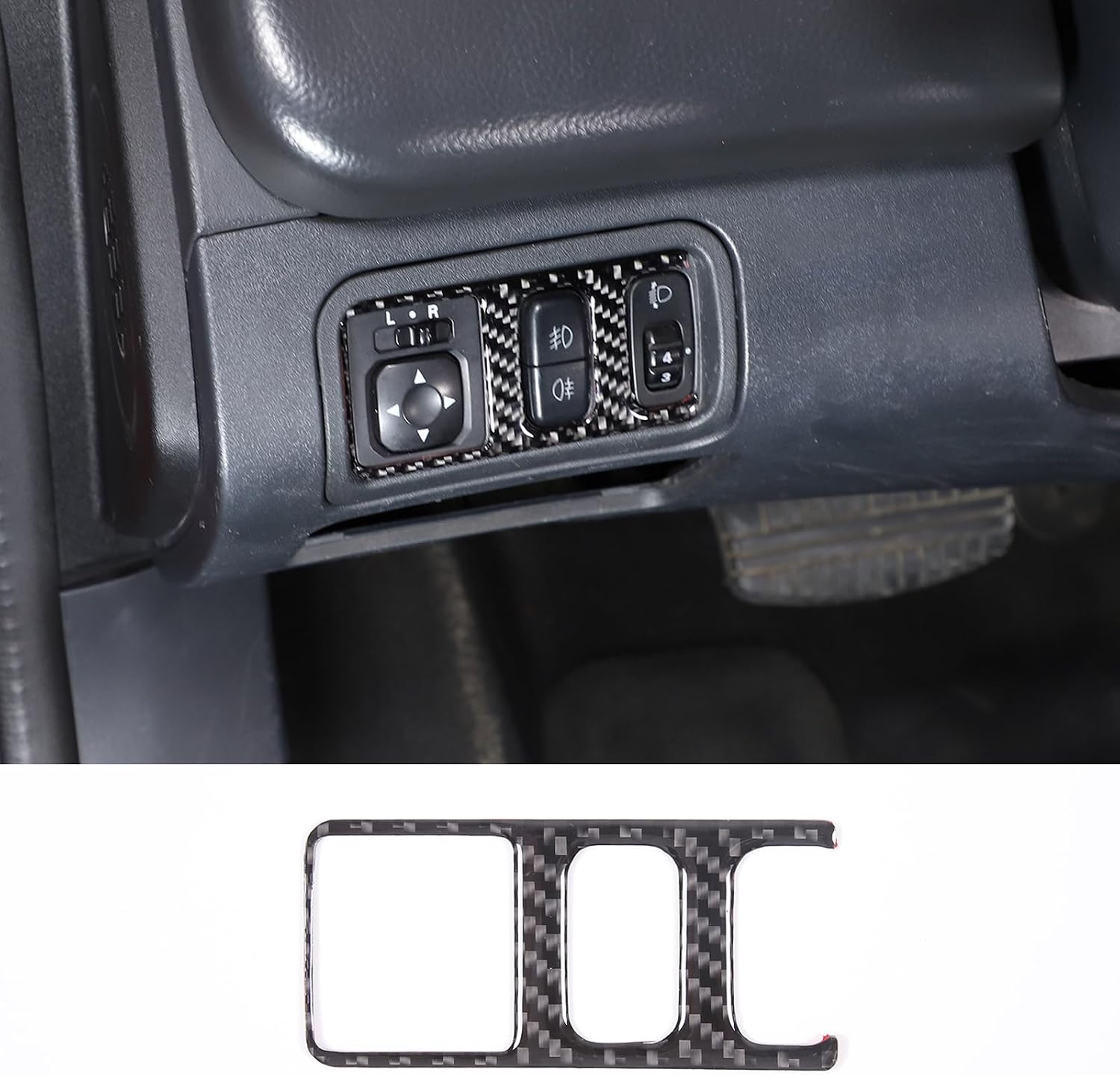 Sekhyna Headlight Switch Panel Trim Frame Compatible with Mitsubishi Eclipse 2006-2011 Soft Carbon Fiber 1PCS Rearview Mirror Adjustment Panel Cover Trim Accessories (Blue Carbon)