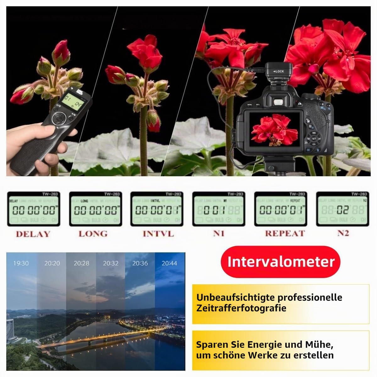 Pixel LCD Wireless Intervalometer TW283-DC2 Timer Funkauslöser für Nikon | Für Nikon d7500 Df Z7 Z7-II Z6 Z6-II Z6III Z5 D750 D780 D7200 D7000 D5600 D5500 D5300 D3300 D600 D90 P7700 P7800 P950