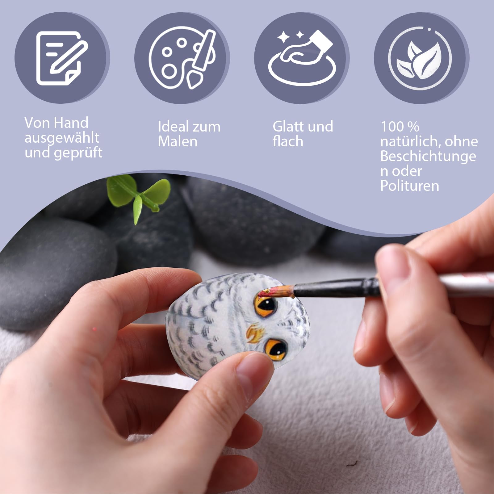 25 Pièces Pierres Plates à Peindre, 4-6 Cm Grands DIY Enfants Peintes Rocher, Bricolage Créatif