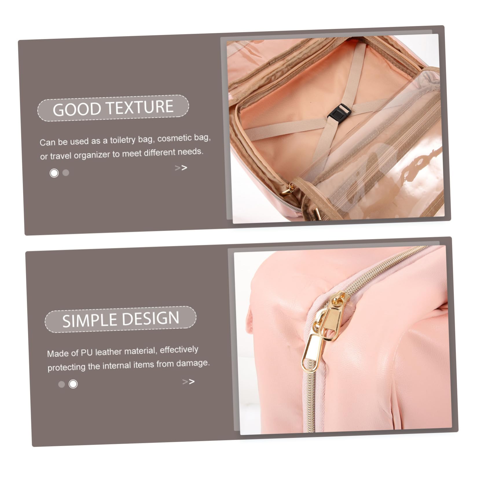 POPETPOP Trousse de Toilette de Voyage Grosse Capacité Multiples Compartiments Imperméable Suspendue en Cuir PU et Poignées, pour Voyage en Extérieur