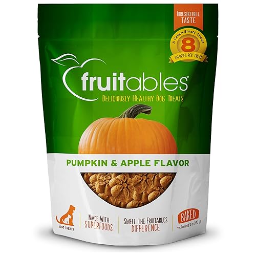 Fruitables Healthy Dog Treats Pumpkin & Apple | Made with Pumpkin for Dogs | Low Calorie Treats for Dogs | 12 Ounces, White - 12 Ounce (Pack of 1) - Pumpkin and Apple