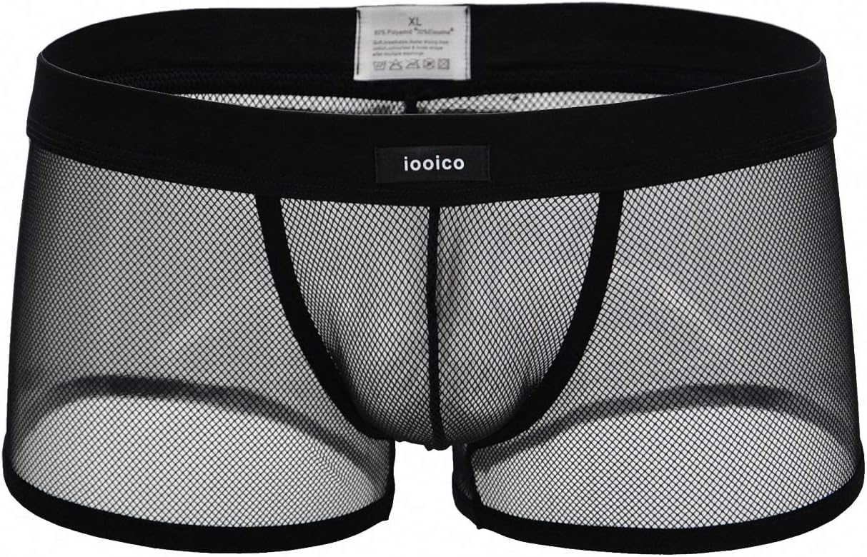 iooicoMen's Boxer Briefs, Soft Mesh Underpants See-Through Underwear