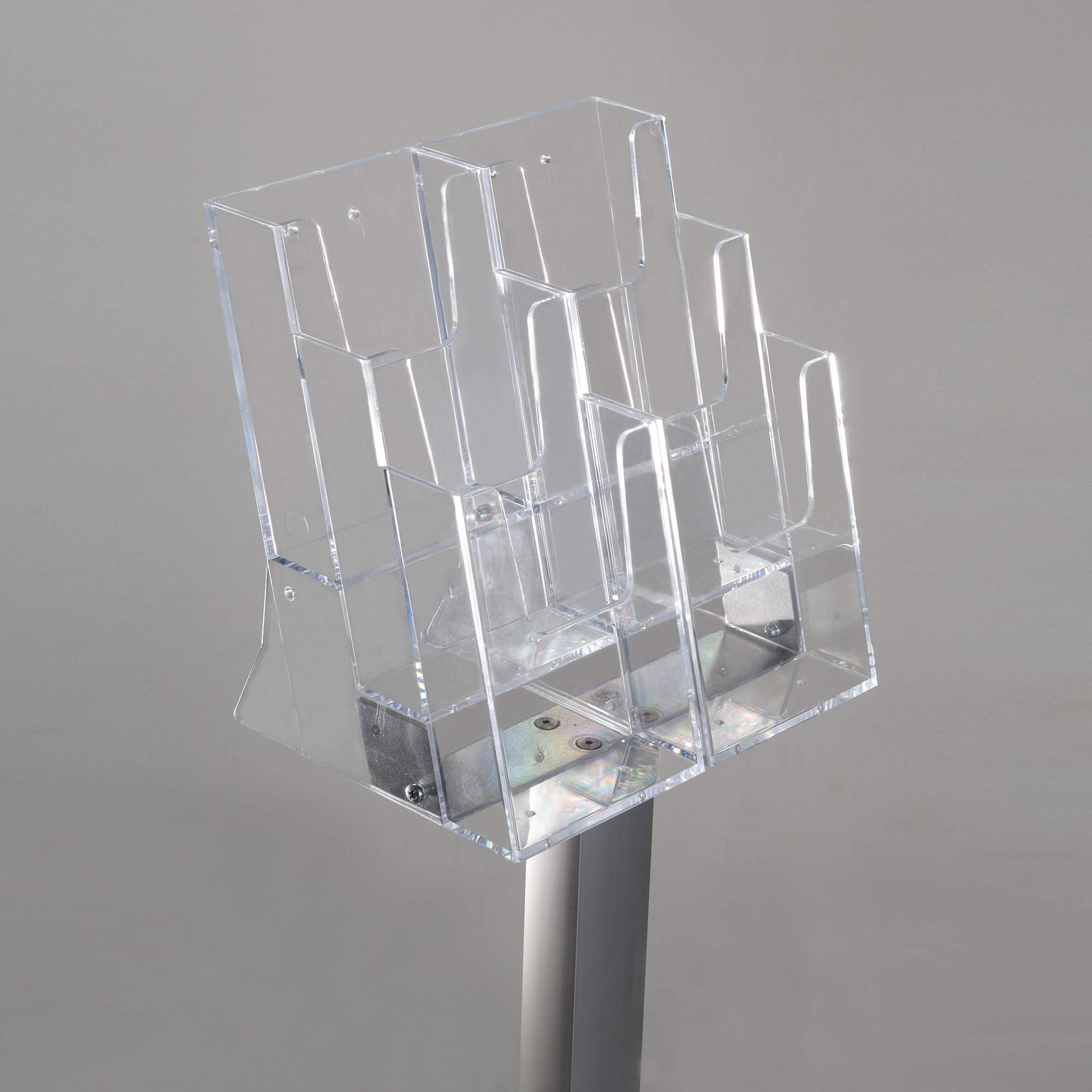 Boden-Prospektständer Pillar 6 x DIN Lang – Acrylablage auf stabilem Alu-Gestell