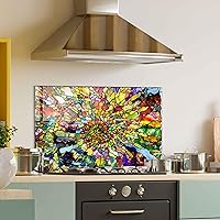 Vista 6 de Protector contra salpicaduras de vidrio templado para cocina, cubierta trasera de estufa, salpicadero de estufa, tabla de cortar, azulejos