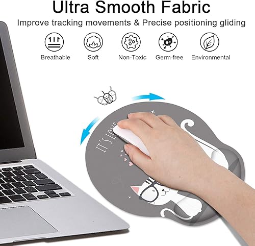 Miniatura 7 de Britimes Alfombrilla de mouse ergonómica con soporte para muñeca, bonitos lentes para gatos, base de goma antideslizante, alfombrilla de mouse para