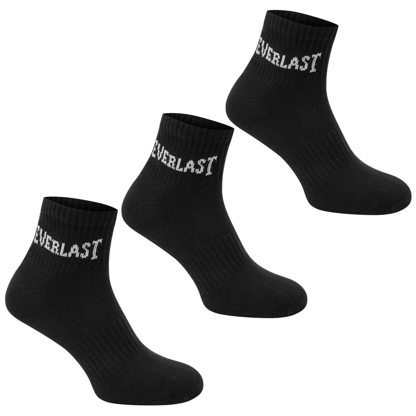 Everlast Black Kids Quarter Socks 3 Pack Child C8-C13