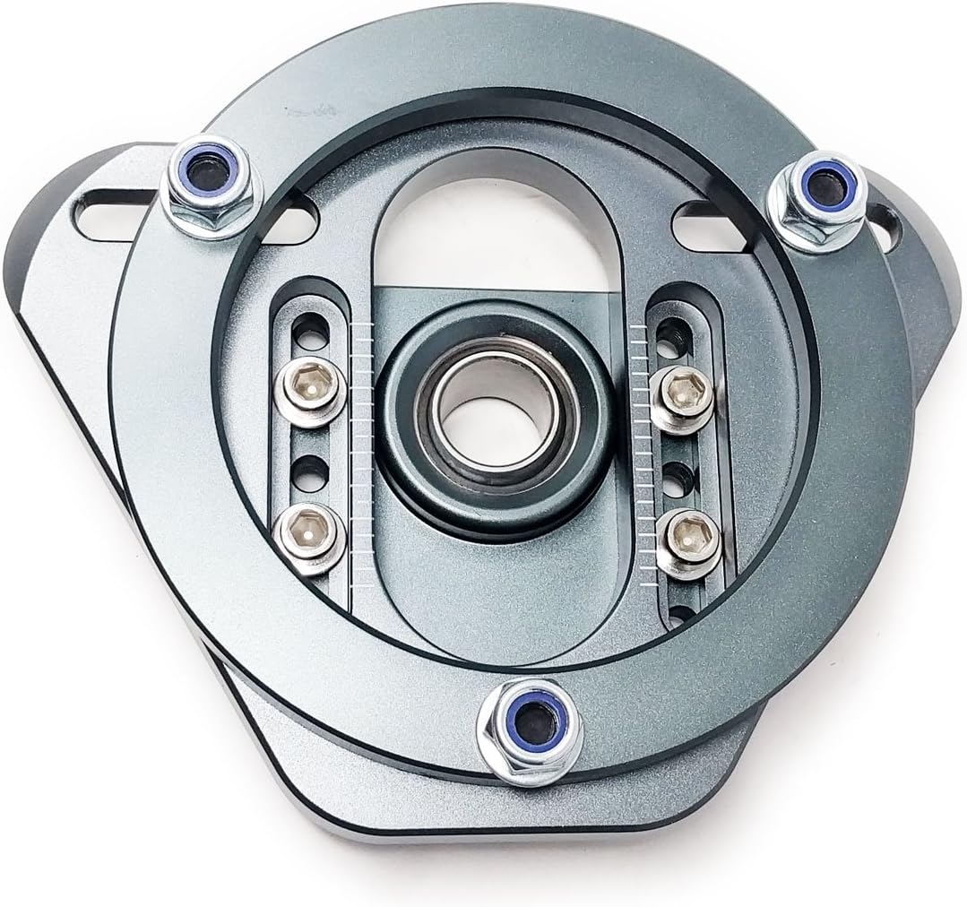 MSS-THE02-B compatible with BMW 3-Series (E46) 1999-06 with Performance Coilovers Adjustable Front Camber & Caster Plate